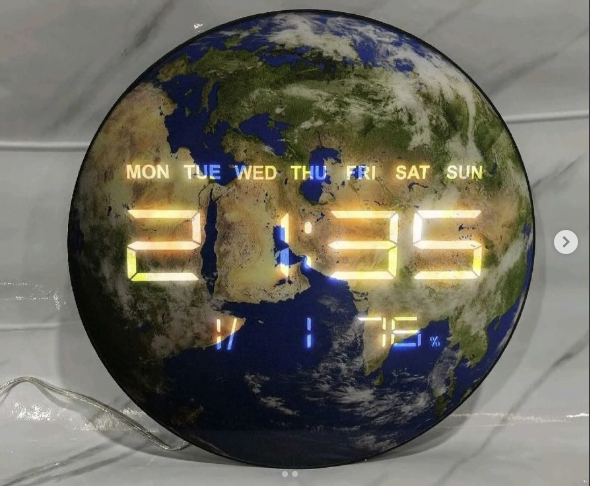 Reloj Pared Digital 3d Diseño Mundo