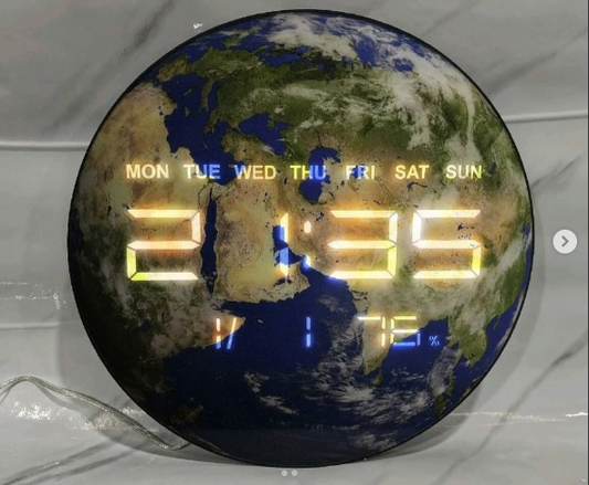 Reloj Pared Digital 3d Diseño Mundo